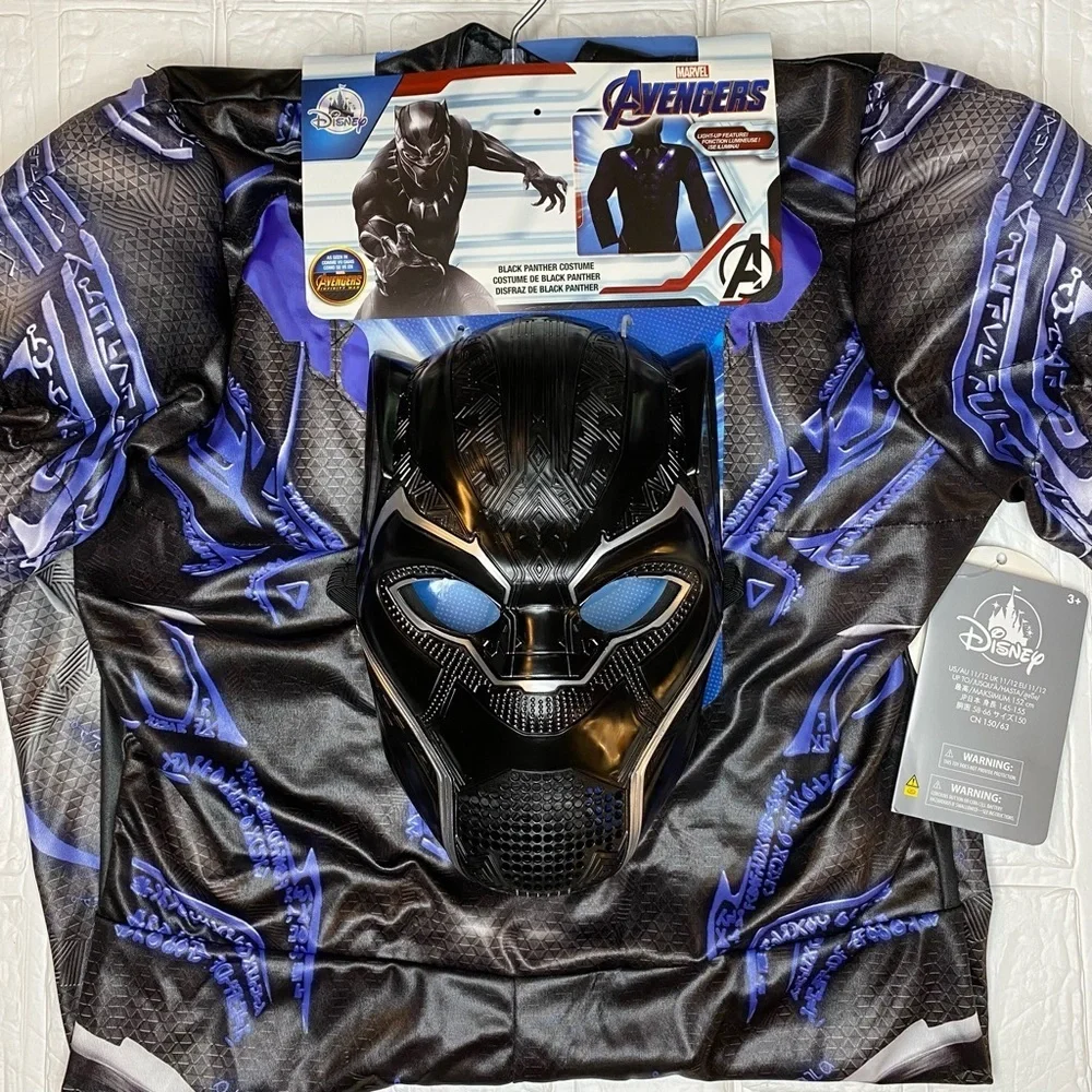 New Disney Marvel Avengers Black Panther Light-Up Costume for Kids 11-12